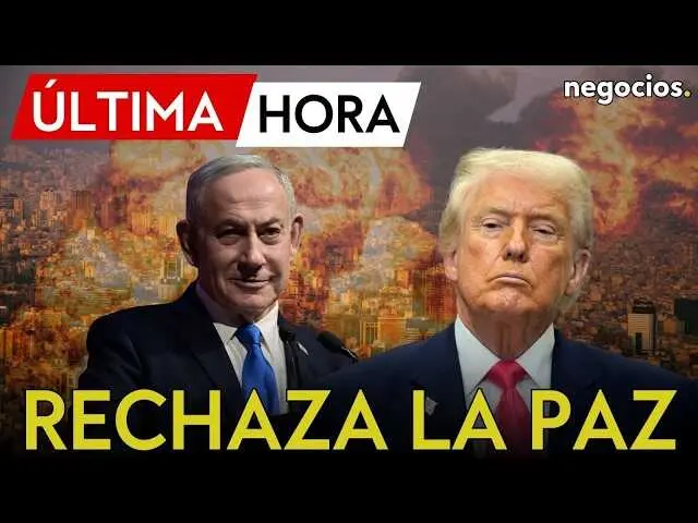 Netanyahu durante una conferencia de prensa mientras se discute el plan de paz para Gaza<br>                        <br>                        <br>                        <br>                      