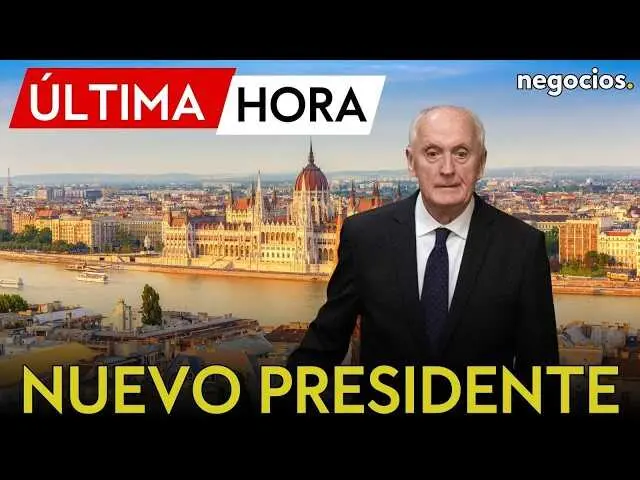 Retrato de Andr&aacute;s Baka, nuevo presidente de Hungr&iacute;a, con bandera h&uacute;ngara de fondo<br>                        <br>                        <br>                        <br>                      