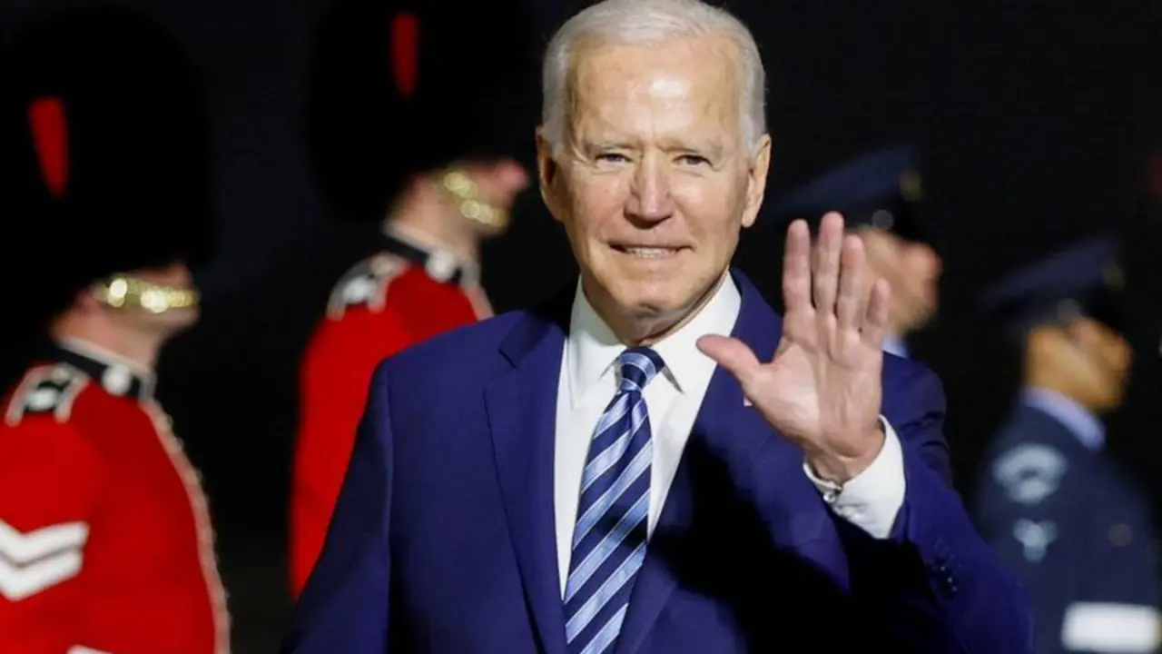 U.S. President Joe Biden waves upon arrival at Cornwall Airport Newquay, near Newquay, Cornwall, Britain June 9, 2021. REUTERS/Phil Noble/Pool