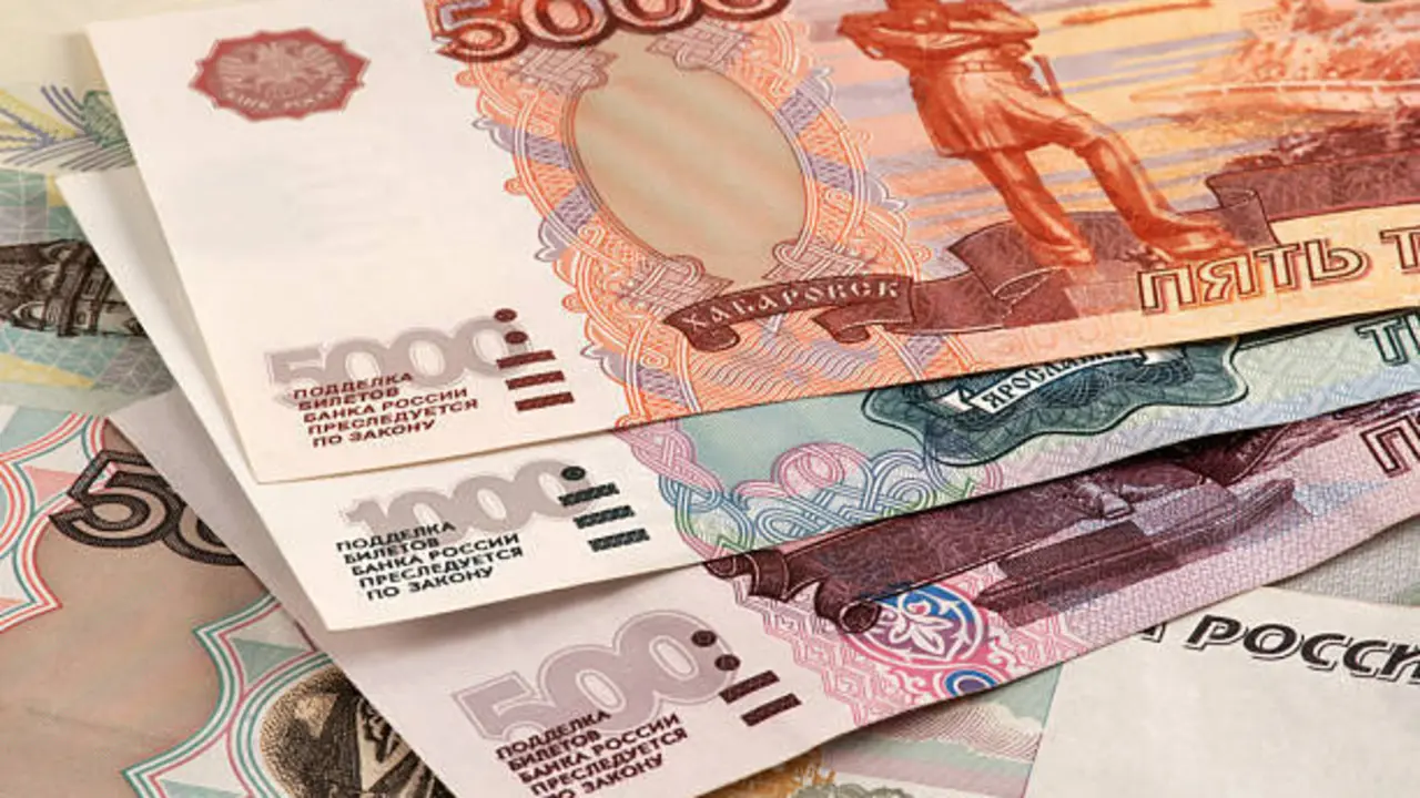 Russian roubles. 500, 1000 and 5000 roubles banknotes