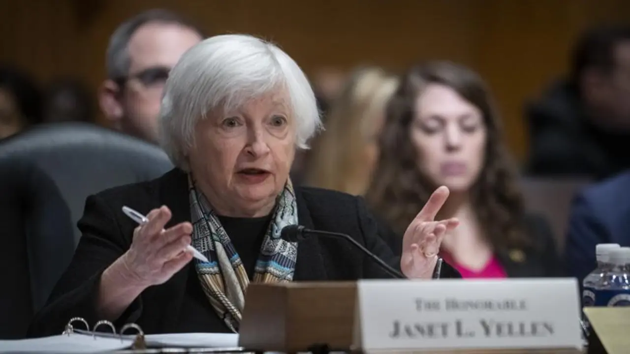 March 16, 2023, Washington, District of Columbia, USA: United States Secretary of the Treasury JANET YELLEN appears before a Senate Committee on Finance hearing to examine the President's proposed budget request for fiscal year 2024 in the Dirksen Senate Office Building. Yellen declared the US 'banking system is sound.',Image: 763268764, License: Rights-managed, Restrictions: , Model Release: no, Pictured: Yellen Janet, Credit line: Rod Lamkey / Zuma Press / ContactoPhoto