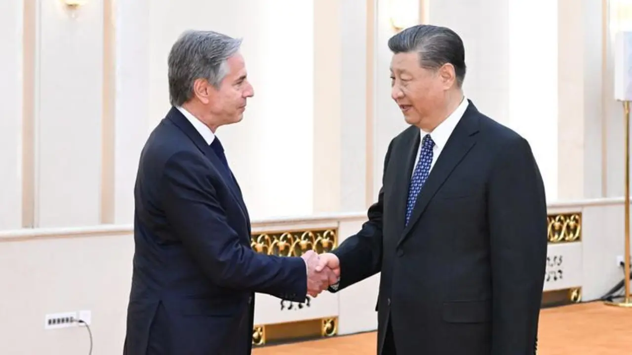 26 abril 2024 Pekín. Presidente Xi Jinping con secretario de Estado de Estados Unidos, Antony Blinken.