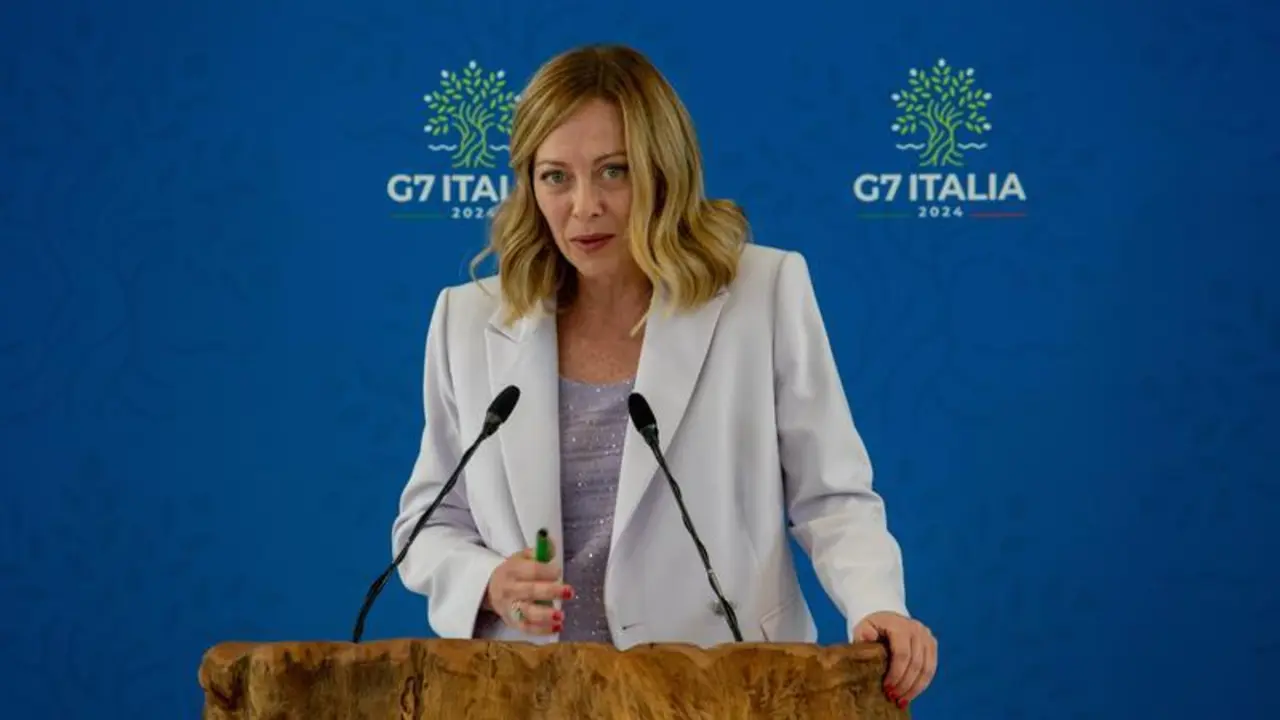 15 June 2024, Italy, Brindisi: Italian Prime Minister Giorgia Meloni speaks at the press conference for the closing of the 2024 G7 Summit held in the city of Fasano at Borgo Egizia. Photo: Marco Cordone/ZUMA Press Wire/dpa
Marco Cordone/ZUMA Press Wire/dp / DPA
15/6/2024 ONLY FOR USE IN SPAIN