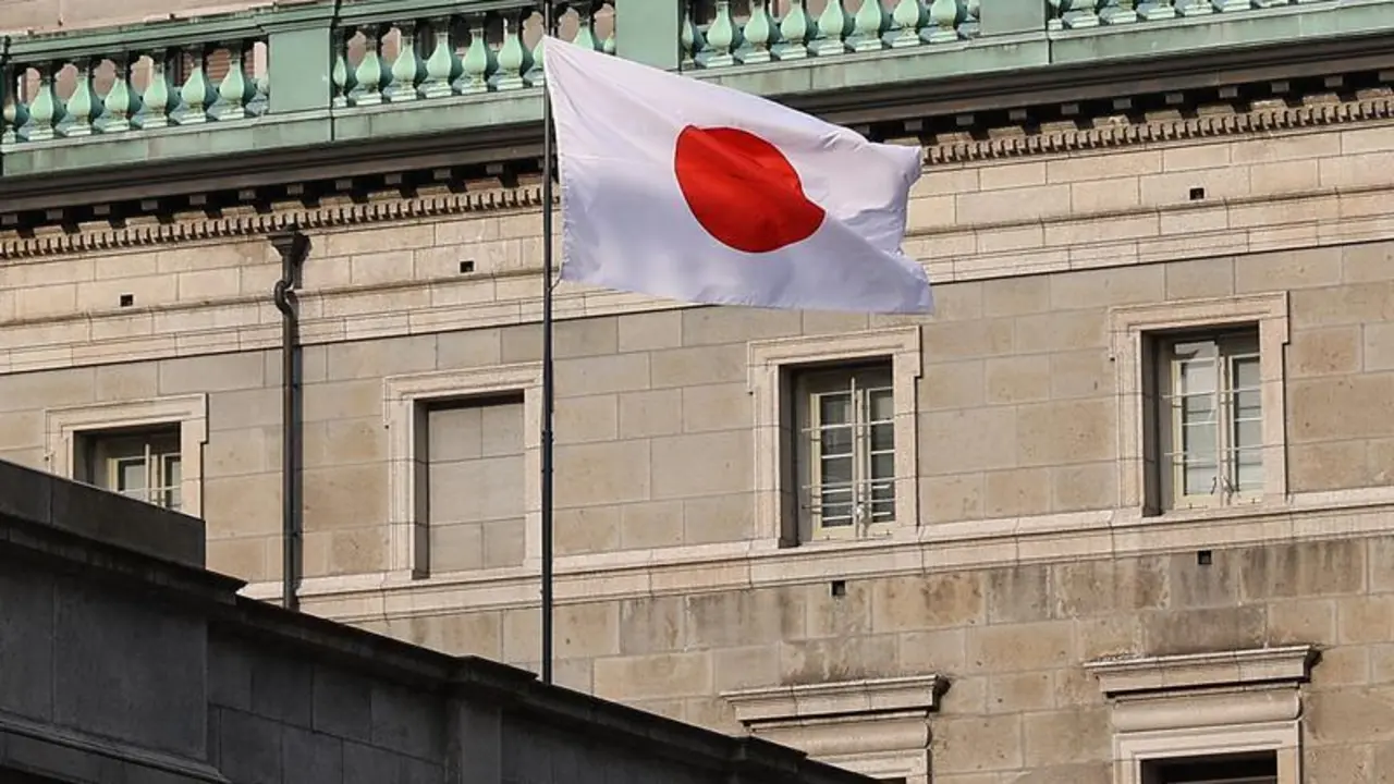 March 19, 2024, Tokyo, Japan: A Japanese flag is seen at the Bank of Japan (BOJ) in downtown Tokyo. On Tuesday, the Bank of Japan ended its unorthodox monetary easing efforts. In its first rate increase since 2007, the BOJ recommended a range of zero percent and 0.1 percent for short-term interest rates.,Image: 858058347, License: Rights-managed, Restrictions: , Model Release: no, Credit line: Rodrigo Reyes Marin / Zuma Press / ContactoPhoto