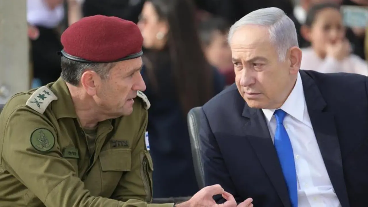March 7, 2024, Mitzpe Ramon, Israel: Israeli Prime Minister BENJAMIN NETANYAHU, Minister of Defense Yoav Gallant and IDF Chief of the General Staff, Lieutenant General, HERZI HALEVI partake in the IDF Combat Officers Course graduation ceremony at IDF Training Base #1.,Image: 854708230, License: Rights-managed, Restrictions: , Model Release: no, Credit line: Amos Ben Gershom/Israel Gpo / Zuma Press / ContactoPhoto