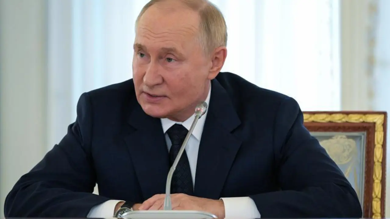 September 12, 2024, Strelna, St Petersburg Oblast, Russia: Russian President Vladimir Putin, delivers remarks during a meeting with high-ranking BRICS officials responsible for security matters at the Constantine Palace, September 12, 2024 in Strelna, St Petersburg, Russia.,Image: 909828183, License: Rights-managed, Restrictions: , Model Release: no, Credit line: Kristina Kormilitsyna/Brics Pool / Zuma Press / ContactoPhoto