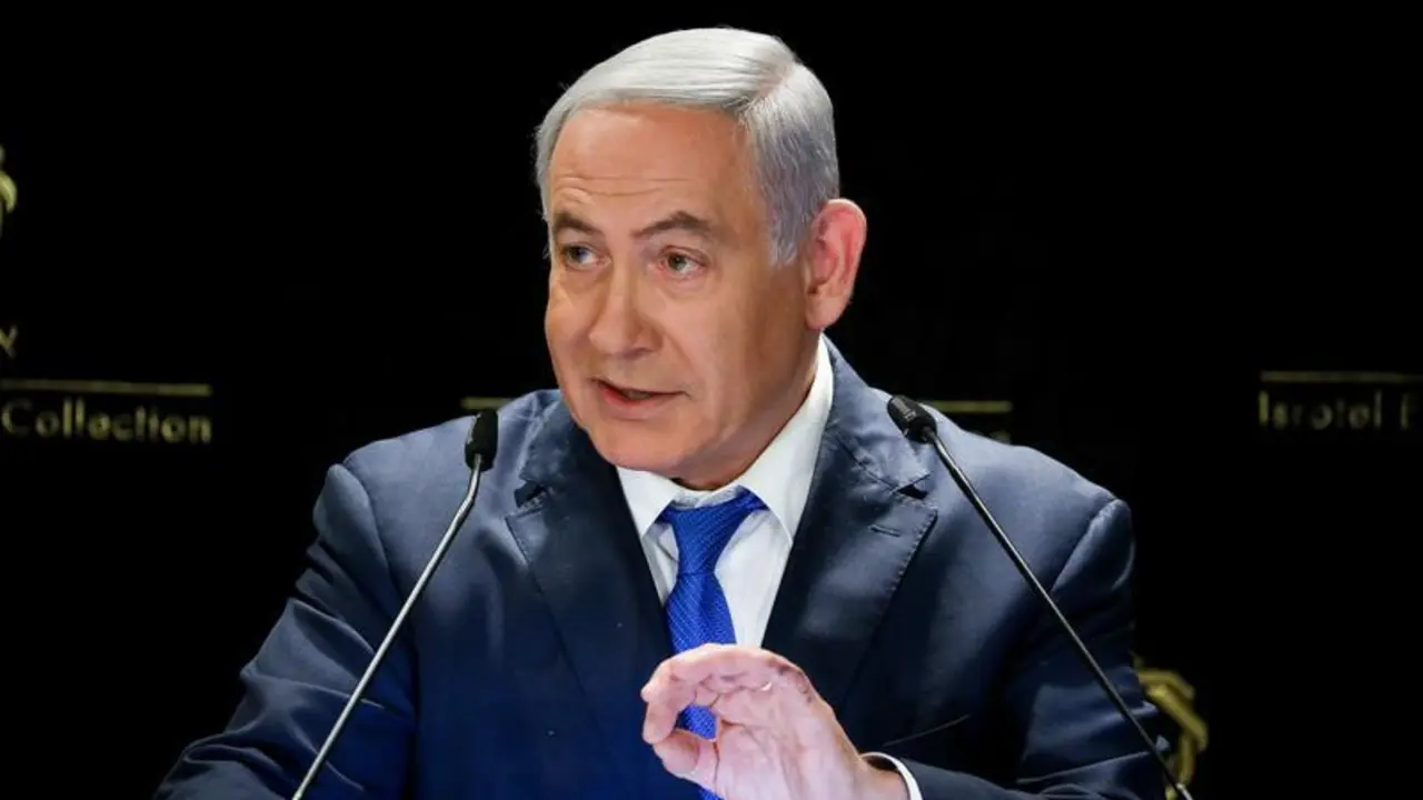 Israeli Prime Minister Benjamin Netanyahu speaks during statements to the press in Jerusalem, Thursday, May 30, 2019. President Donald Trump's son-in-law and senior adviser Jared Kushner met with Israeli Prime Minister Benjamin Netanyahu on Thursday to push the Trump administration's long-awaited plan for Mideast peace, just as Israel was thrust into the political tumult of an unprecedented second election in the same year. Photo by: JINIPIX,Image: 440118968, License: Rights-managed, Restrictions: , Model Release: no, Credit line: Jinipix / Zuma Press / ContactoPhoto