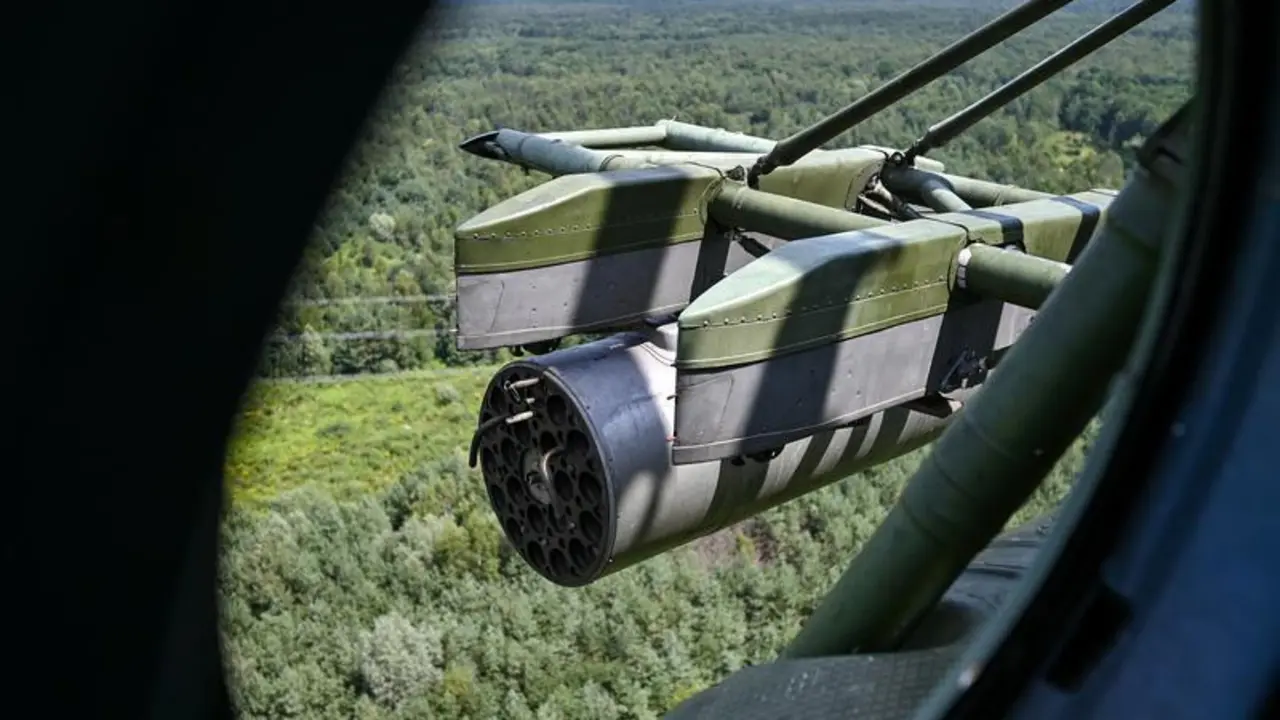 July 11, 2024, Ukraine: UKRAINE - JULY 11, 2024 - A gun is seen through a porthole of a Mi-8MSB-V assault transport helicopter of the 16th Brody Separate Army Aviation Brigade in Ukraine.,Image: 893656610, License: Rights-managed, Restrictions: , Model Release: no, Credit line: Anastasiia Smolienko / Zuma Press / ContactoPhoto