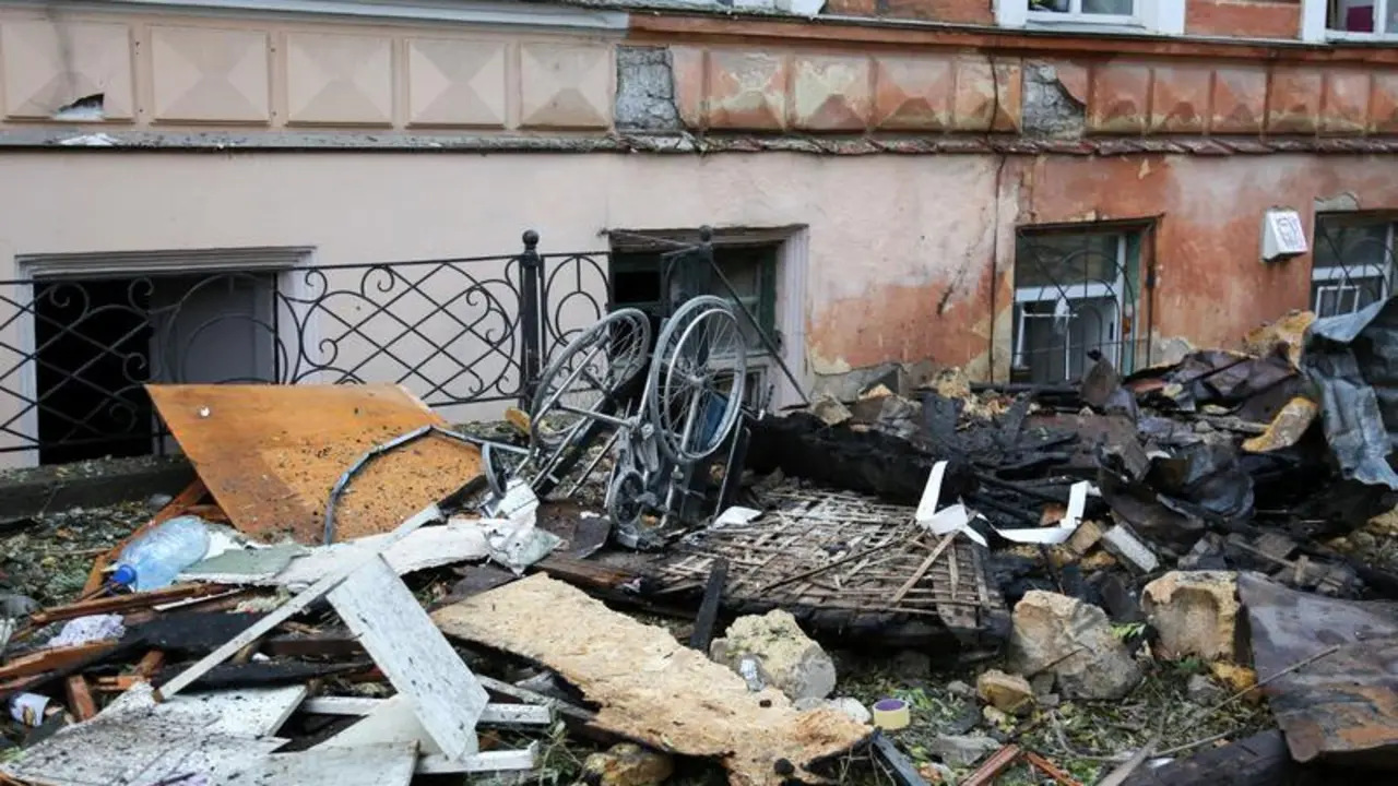 November 15, 2024, Odessa, Ukraine: A wheelchair in the trash after the destruction of a residential building on Pasteur Street. As of 9:00 a.m., according to reports from the mass media, on November 15, one person was killed and at least two others were injured as a result of an air raid on Odessa on the evening of November 14, 2024.,Image: 934725168, License: Rights-managed, Restrictions: , Model Release: no, Credit line: Viacheslav Onyshchenko / Zuma Press / ContactoPhoto