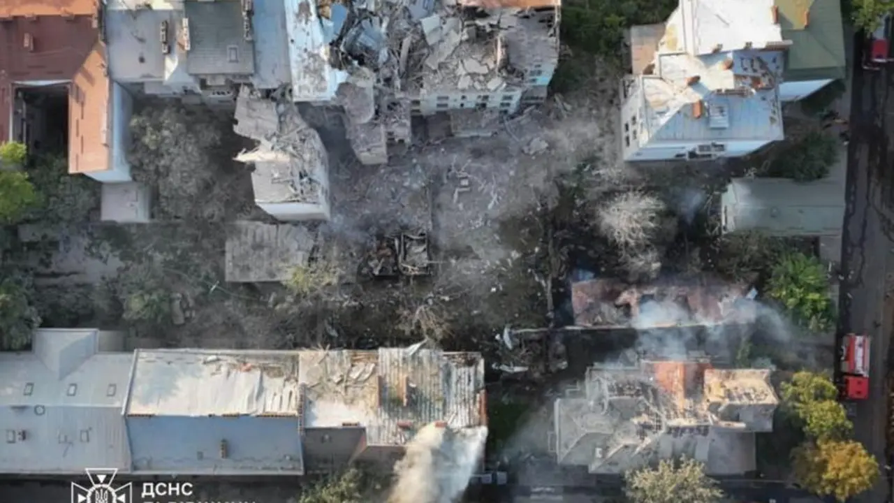 September 4, 2024, Lviv, Ukraine: An aerial view of the aftermath of a Russian missile attack on the Ukrainian city of Lviv that killed at least seven civilians and wounded 47. The fatalities in Lviv included two girls aged nine and 14, another child, a 50-year-old nurse at a local clinic, and a man, according to officials.,Image: 904630518, License: Rights-managed, Restrictions: * United Kingdom Rights OUT *, Model Release: no, Credit line: State Emergency Service Ukraine / Zuma Press / ContactoPhoto