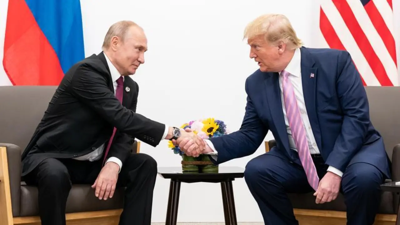June 28, 2019 - Osaka, Japan - President DONALD TRUMP participates in a bilateral meeting with the President of the Russian Federation VLADIMIR PUTIN during the G20 Japan Summit Friday, June 28, 2019, in Osaka, Japan,Image: 452302552, License: Rights-managed, Restrictions: , Model Release: no, Credit line: White House / Zuma Press / ContactoPhoto