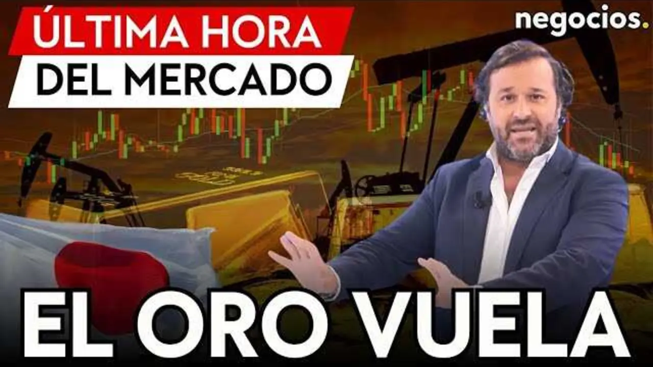 Gráfico que muestra la tendencia de los precios del oro y el petróleo, junto con una imagen de Sanae Takaichi en un acto político en Japón<br>                        <br>                        <br>                        <br>                      
