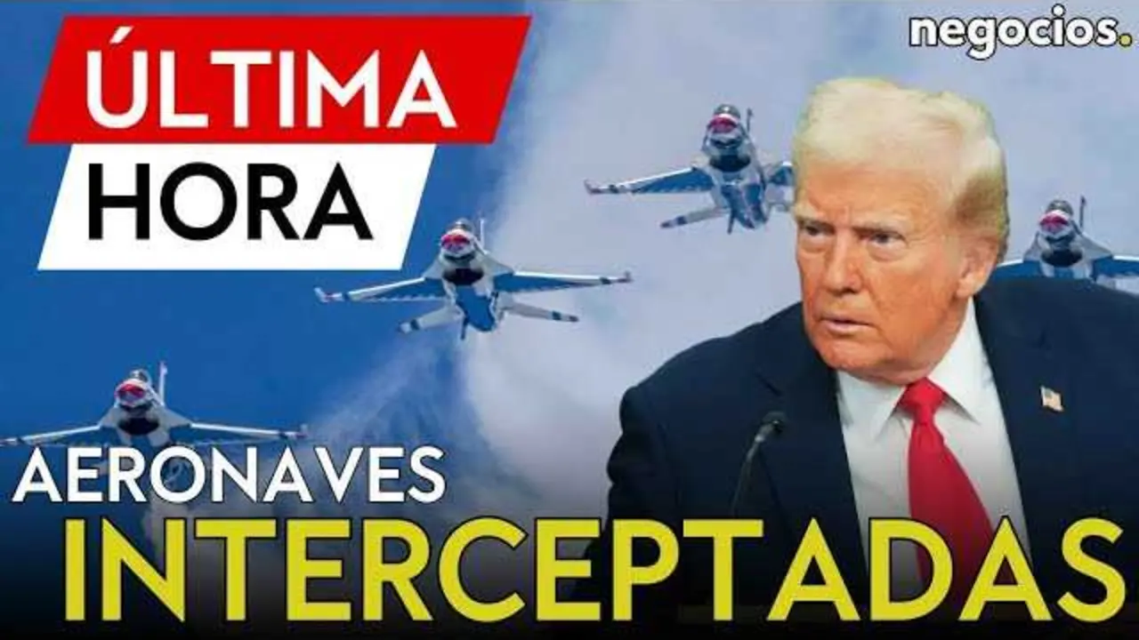 Imagen de aviones de combate en plena interceptación aérea durante la visita de Trump en Norfolk<br>                        <br>                        <br>                        <br>                      