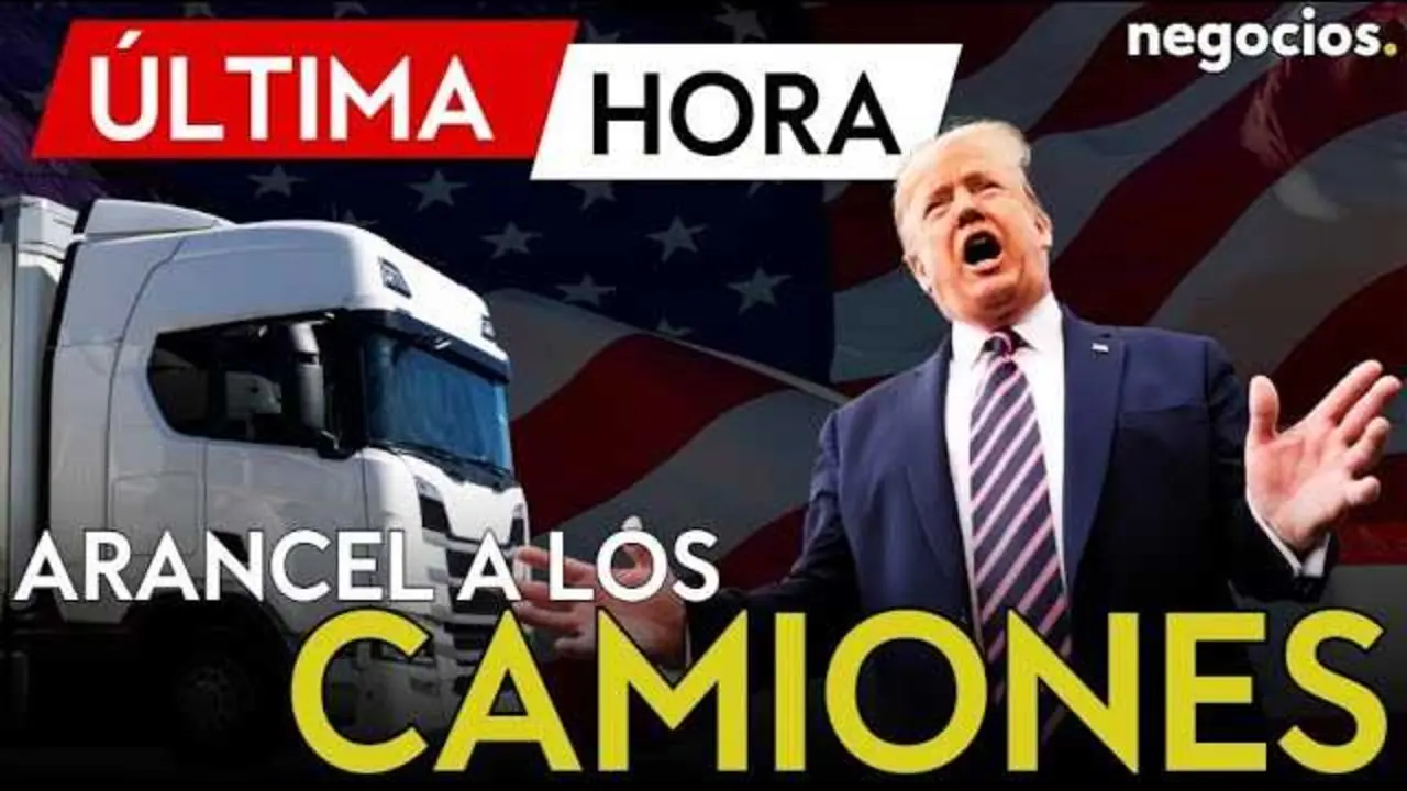 Un camión de carga en un puerto estadounidense, representando la importación y exportación de vehículos comerciales en medio de la polémica arancelaria de Trump.<br>                        <br>                        <br>                        <br>                      