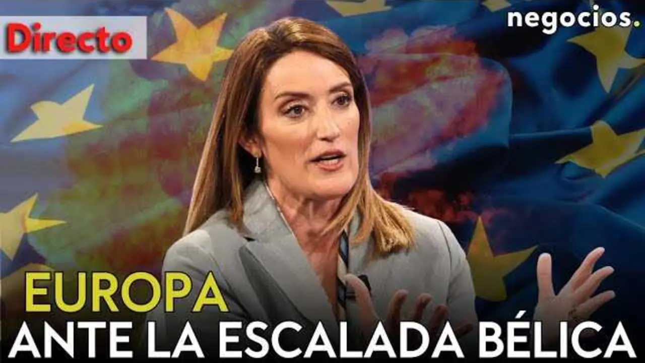 La presidenta del Parlamento Europeo, Roberta Metsola, durante su intervención en la Conferencia de Riga 2025 sobre defensa europea.<br>                        <br>                        <br>                        <br>                      