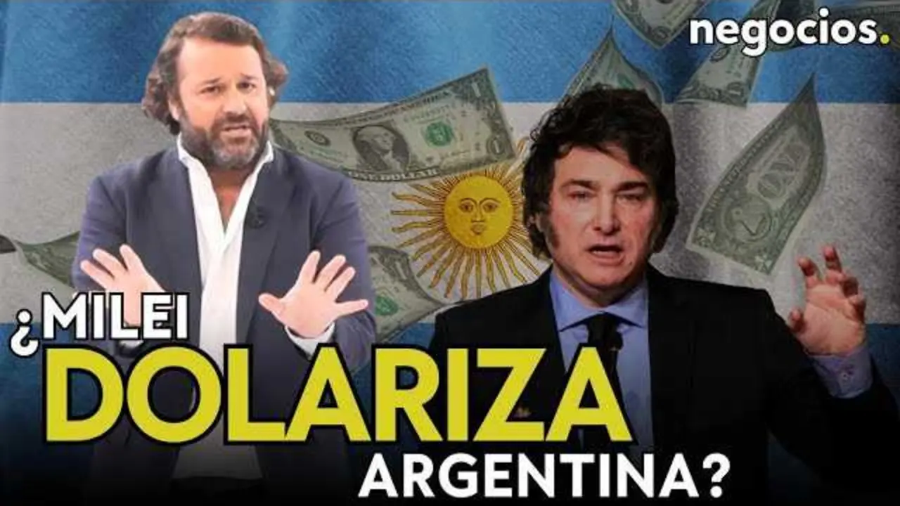 Captura del vídeo donde se analiza la posible dolarización y la crisis cambiaria en Argentina bajo la gestión de Milei.<br>                        <br>                        <br>                        <br>                      