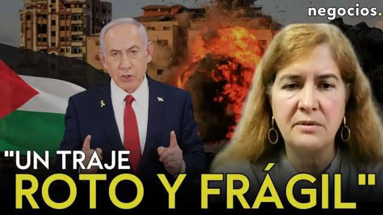Miniatura del vídeo con Margarita Torres analizando el acuerdo de paz en Gaza en Negocios TV.<br>                        <br>                        <br>                        <br>                      