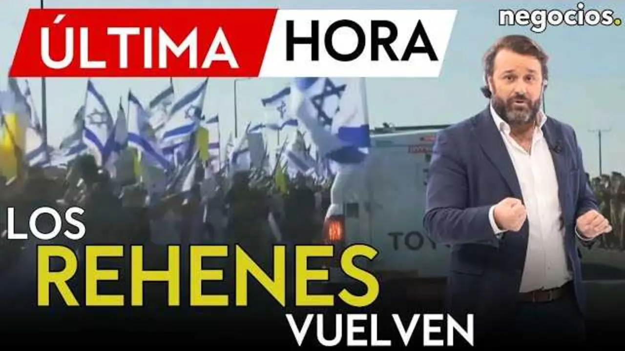 Rehenes liberados llegando a Israel, recibidos por la Cruz Roja y bajo la mirada esperanzada de sus familias y la población.<br>                        <br>                        <br>                        <br>                      