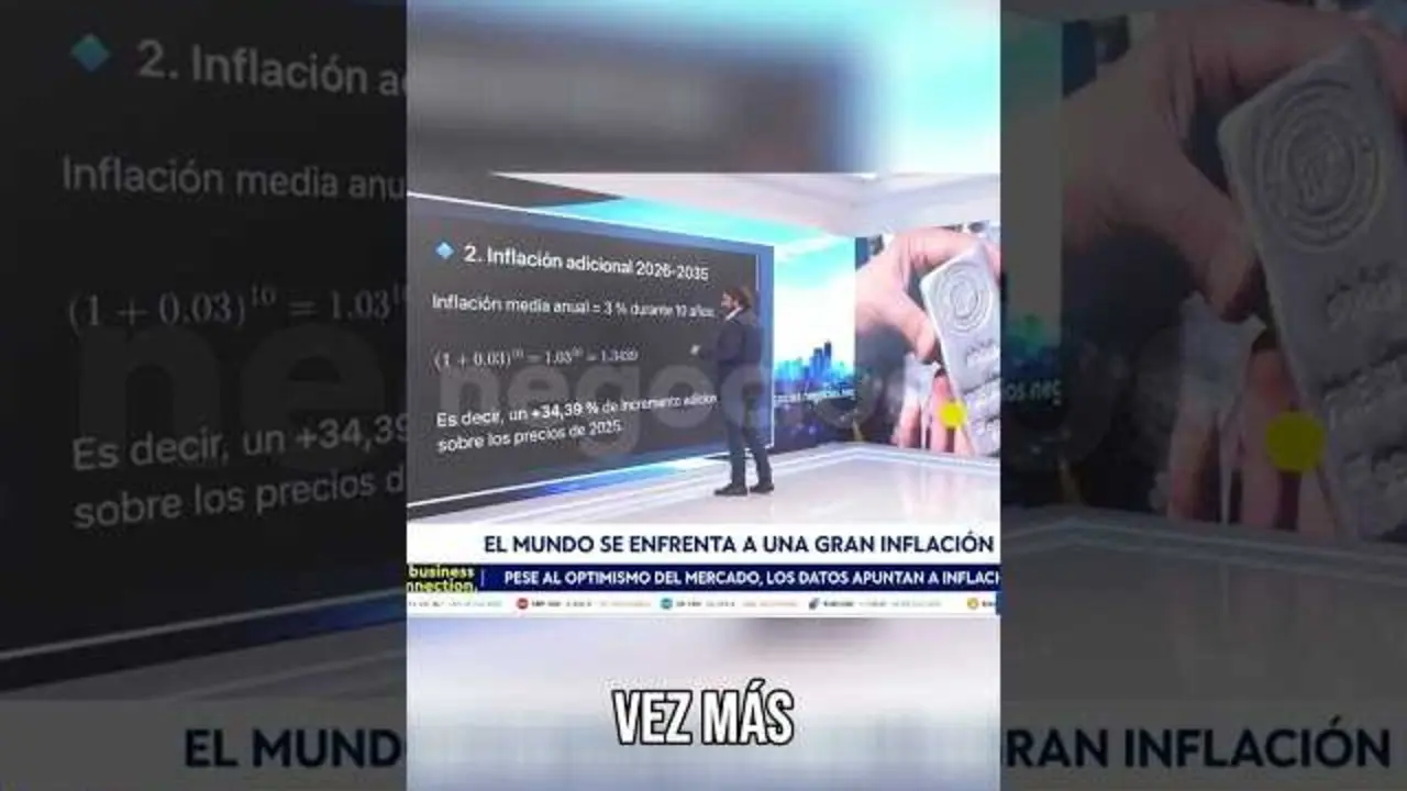 Gráfico de fluctuaciones económicas superpuesto a imágenes de mercados bursátiles, metales preciosos y símbolos de monedas digitales.<br>                        <br>                        <br>                        <br>                      