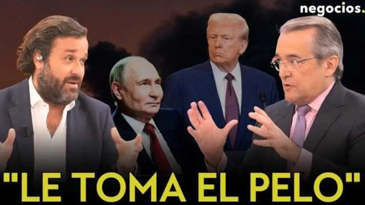 Miguel Ángel Temprano comentando la situación en Ucrania durante entrevista para Negocios TV, con fondo de mapas geopolíticos.<br>                        <br>                        <br>                        <br>                      