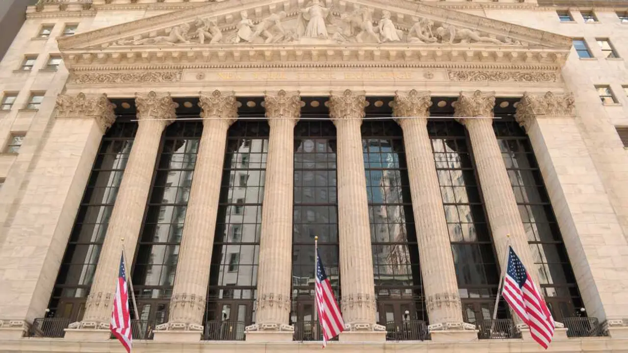 The New York Stock Exchange is seen in the Financial District in Manhattan, New York City.