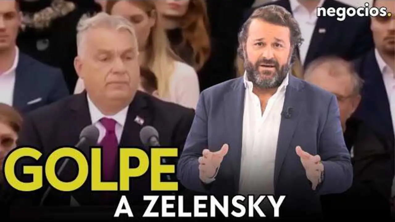 Fotografía oficial de Viktor Orbán durante una rueda de prensa, con gesto serio y micrófonos enfrente.<br>                        <br>                        <br>                        <br>                      