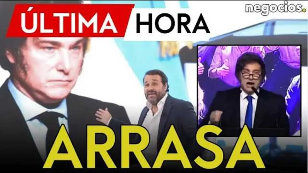 Javier Milei celebrando su victoria electoral con seguidores en Argentina, en una jornada histórica para la política del país.<br>                        <br>                        <br>                        <br>                      