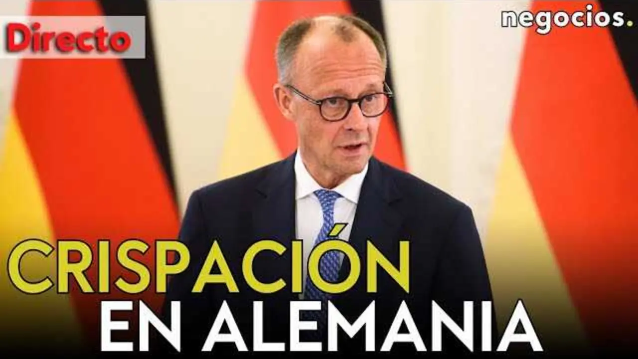 Friedrich Merz durante su intervención en Dresde, Sajonia, en medio de una gira por los estados federados de Alemania.<br>                        <br>                        <br>                        <br>                      