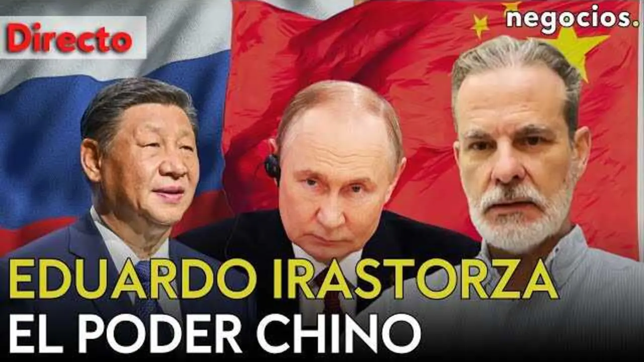 Miniatura del vídeo con los textos ‘DIRECTO | IRASTORZA: El eje Rusia-China, Europa al borde del colapso y la carrera tecnológica’ sobre fondo oscuro.<br>                        <br>                        <br>                        <br>                      