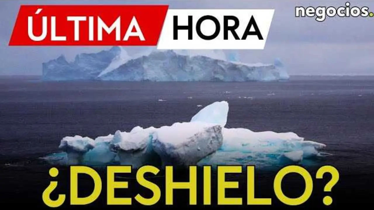 Vista satelital del glaciar Hektoria, donde se observa la fractura creciente y el deterioro del hielo en la Antártida.<br>                        <br>                        <br>                        <br>                      