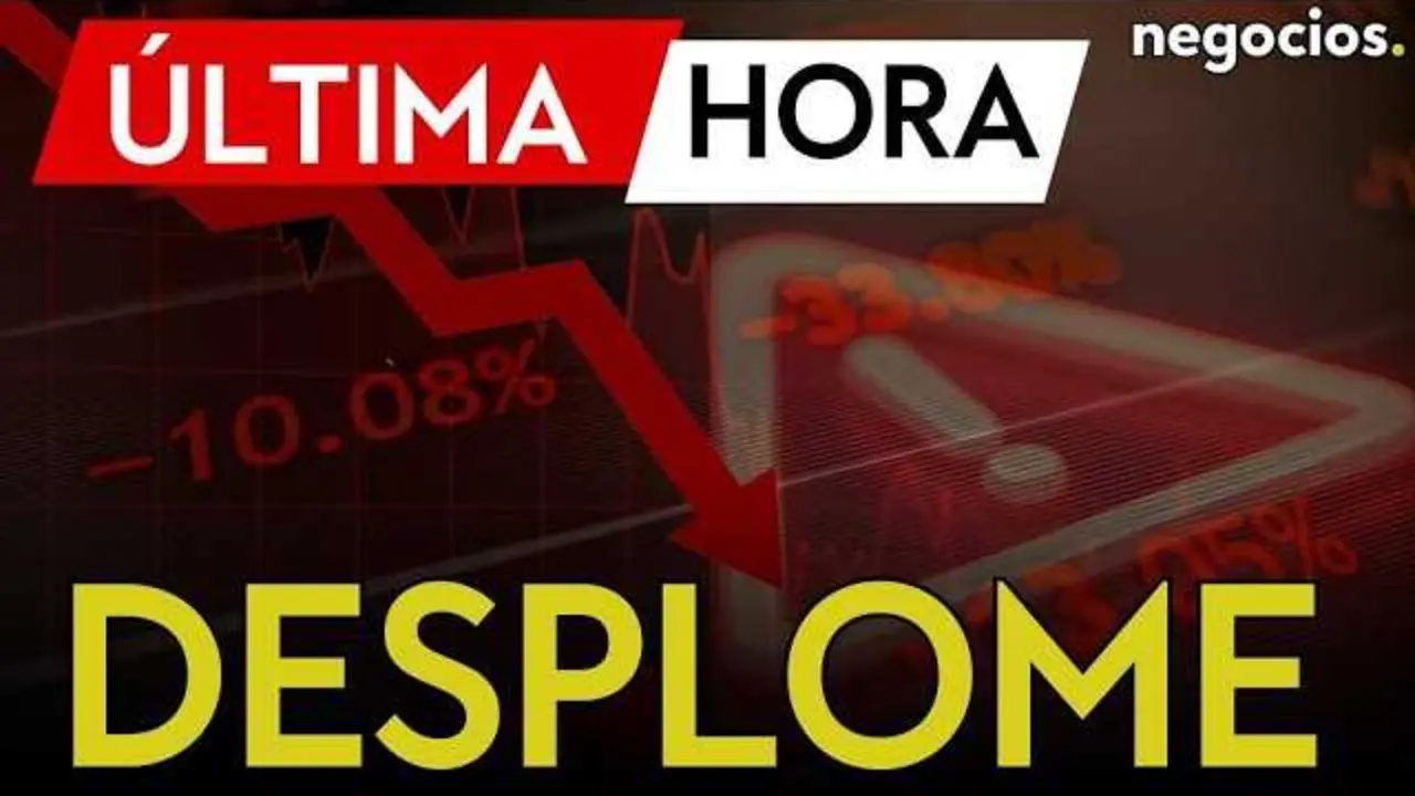 Gráficos bursátiles negativos con foco en las caídas de las bolsas asiáticas y símbolos tecnológicos que reflejan la inestabilidad actual en los mercados.<br>                        <br>                        <br>                        <br>                      