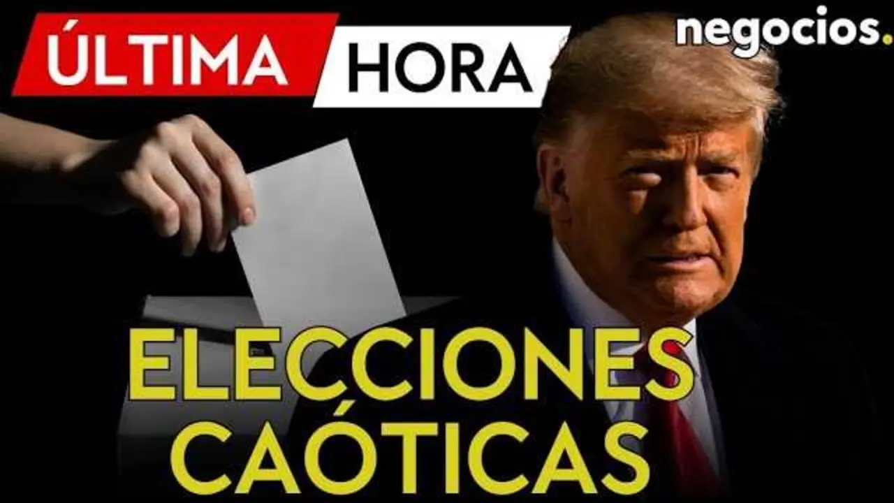 Pantallazo del vídeo de Trump en Truth Social con fondo político y bandera estadounidense<br>                        <br>                        <br>                        <br>                      