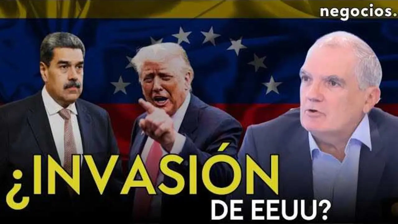 Adrián Zelaia durante la entrevista en Negocios TV con gráficos de apoyo sobre la geopolítica internacional y desafíos militares.<br>                        <br>                        <br>                        <br>                      