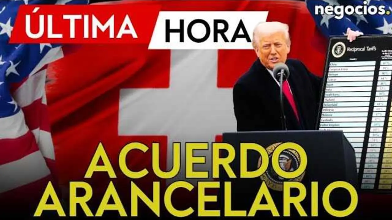Imagen en miniatura del vídeo de Negocios TV que anuncia el acuerdo arancelario entre Suiza y Estados Unidos.<br>                        <br>                        <br>                        <br>                      