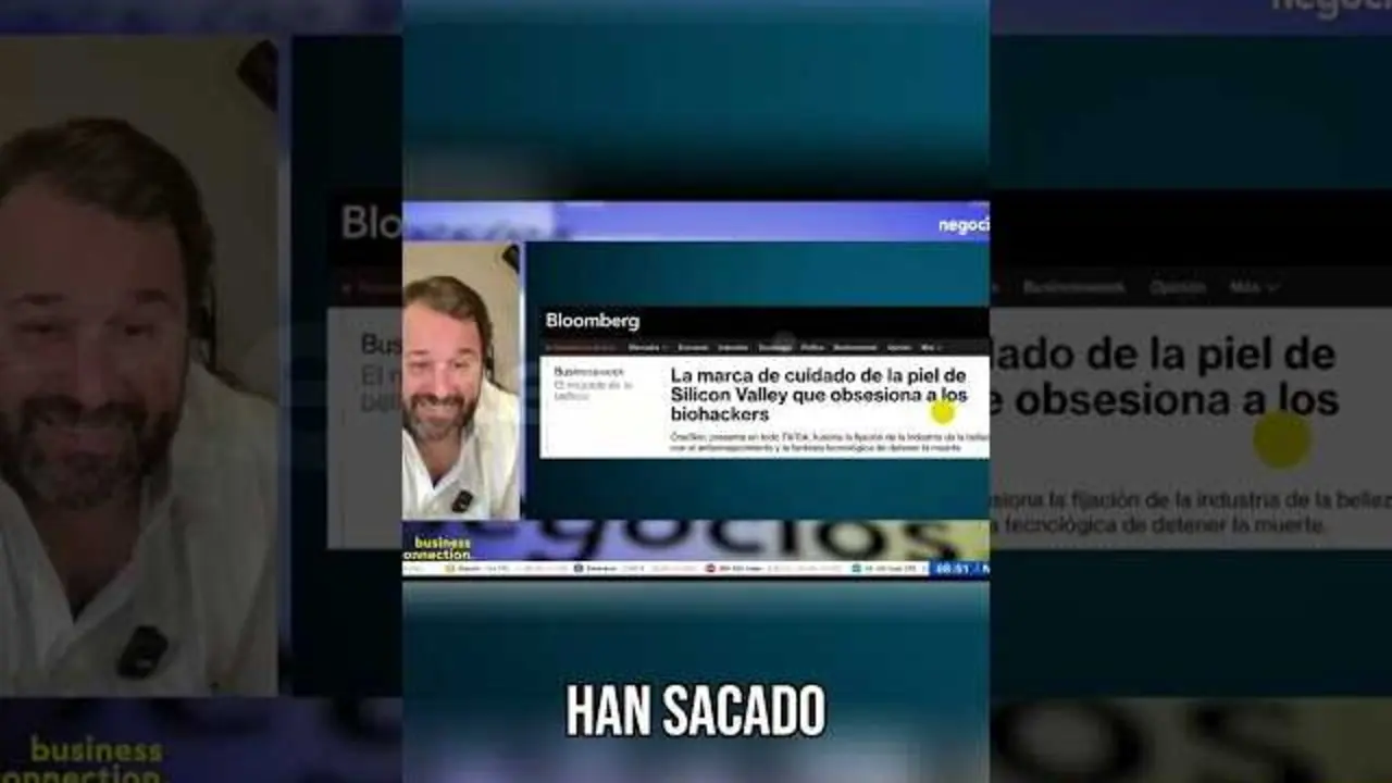 Thumbnail oficial del vídeo de Negocios TV sobre la marca de skincare de Silicon Valley que busca detener la muerte.<br>                        <br>                        <br>                        <br>                      