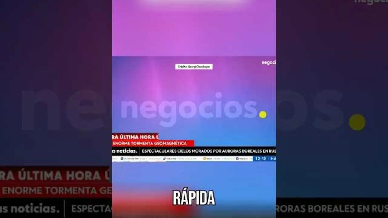 Impresionante imagen de auroras boreales iluminando el cielo nocturno en Rusia tras una tormenta solar<br>                        <br>                        <br>                        <br>                      