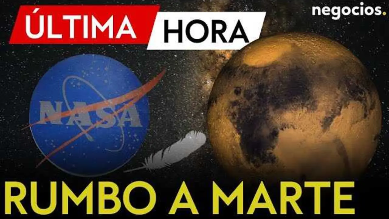 Cohete New Glenn de Blue Origin despegando desde Cabo Cañaveral con la misión Escapade de la NASA rumbo a Marte.<br>                        <br>                        <br>                        <br>                      