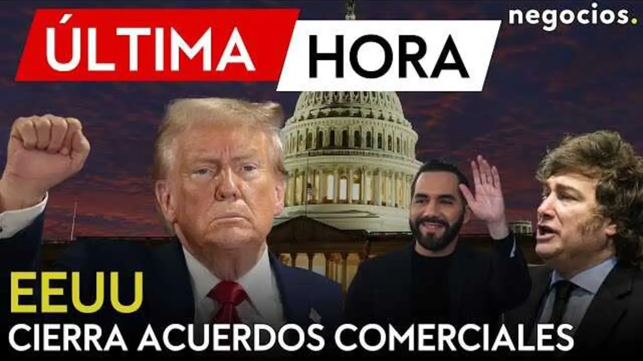 Miniatura del vídeo donde se anuncia la firma de acuerdos comerciales de Estados Unidos con países latinoamericanos, mostrando banderas de varios países en contexto económico.<br>                        <br>                        <br>                        <br>                      