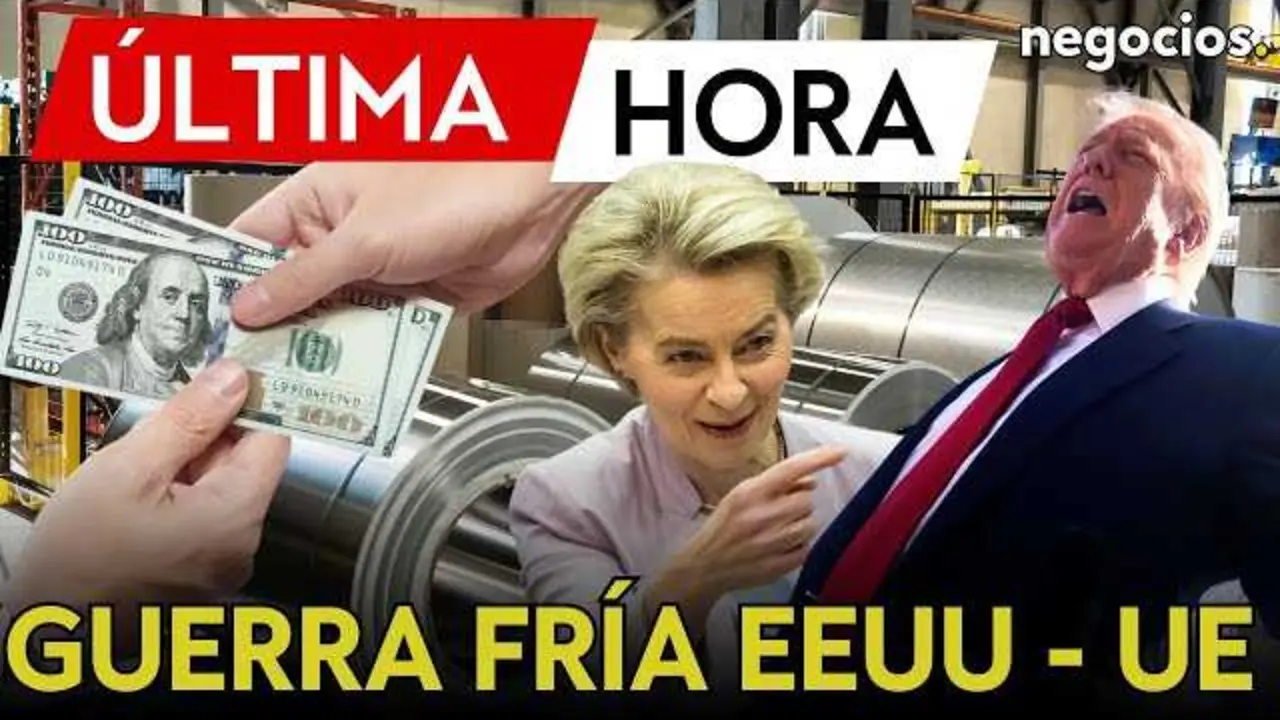 Gráfica que representa el aumento arancelario entre la UE y Estados Unidos, con iconos de acero, chips y GNL en el contexto de un tablero de ajedrez comercial.<br>                        <br>                        <br>                        <br>                      