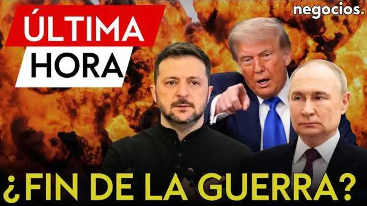 Captura del vídeo de Negocios TV con el rostro de Donald Trump y Vladimir Putin como protagonistas del posible acuerdo de paz.<br>                        <br>                        <br>                        <br>                      