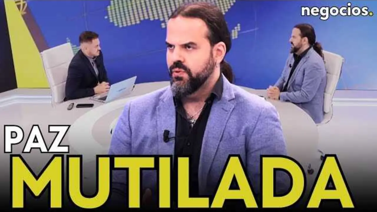 Santiago Armesilla durante la entrevista en Negocios TV con fondo alusivo a geopolitica y conflictos internacionales.<br>                        <br>                        <br>                        <br>                      
