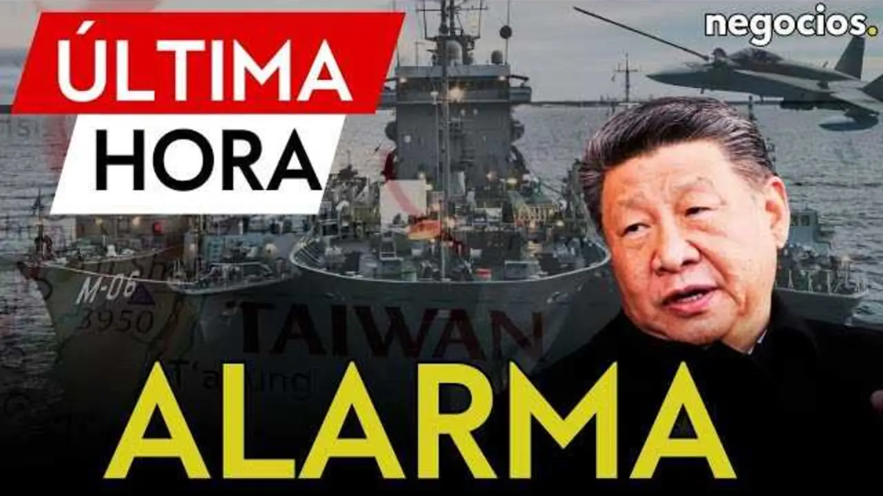 Aviones militares chinos sobrevolando el estrecho de Taiwán en una demostración de fuerza reciente.<br>                        <br>                        <br>                        <br>                      