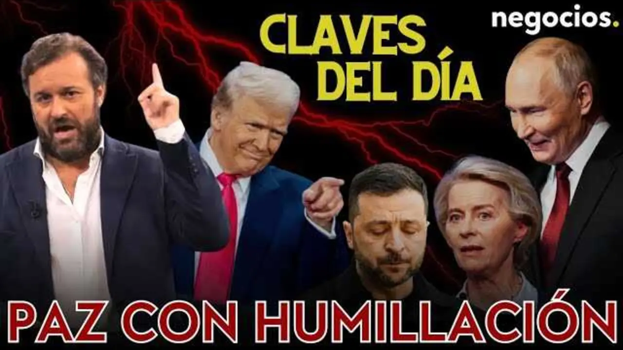 Gráfico ilustrativo mostrando la caída abrupta de los mercados financieros junto a símbolos de Bitcoin y mapas geopolíticos de Europa del Este.<br>                        <br>                        <br>                        <br>                      