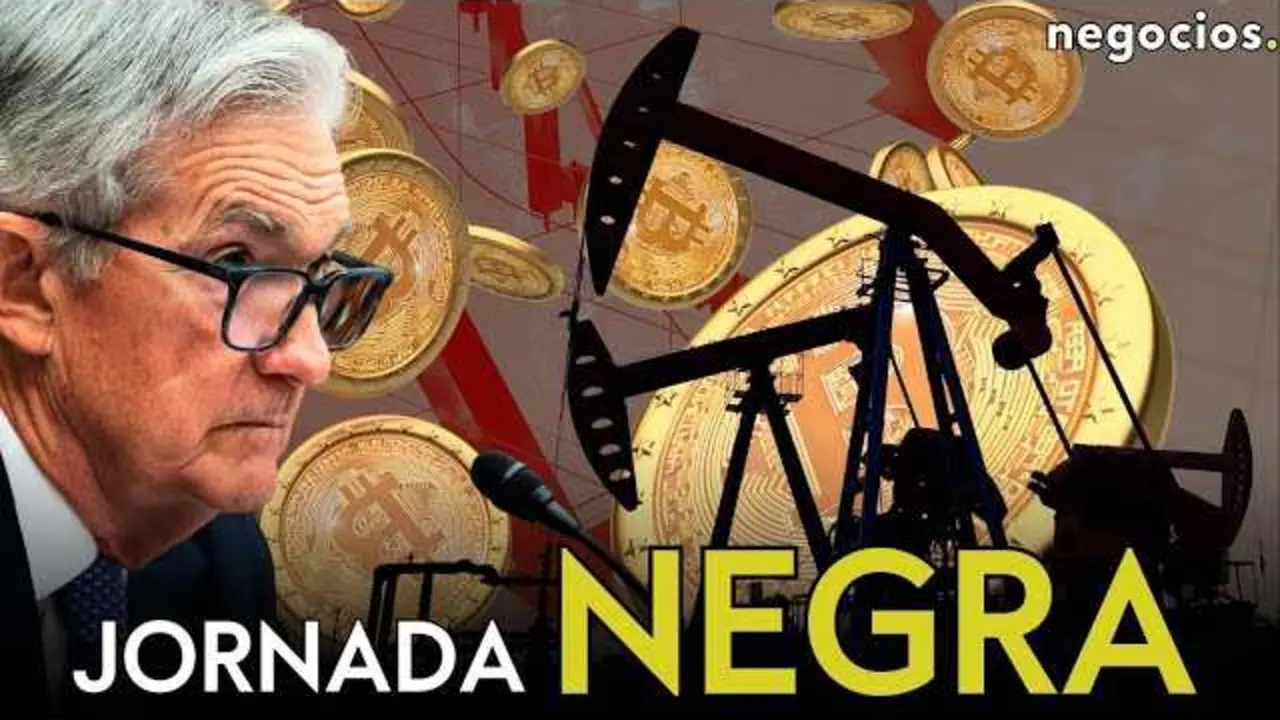 Gráfico ilustrativo con caídas en las bolsas y Cryptocurrency Bitcoin en desplome, reflejando la jornada negativa del mercado financiero actual.<br>                        <br>                        <br>                        <br>                      