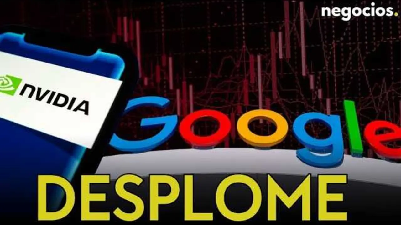 Gráfico que muestra la caída en el valor de mercado de Nvidia frente al avance de Google con su nuevo modelo Gemini 3<br>                        <br>                        <br>                        <br>                      