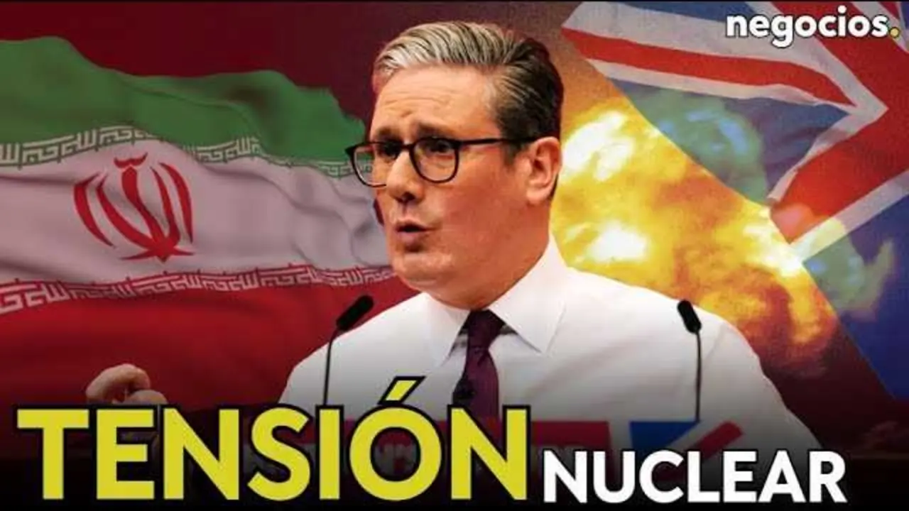 Imagen del vídeo que muestra el logo de Negocios TV junto a ilustraciones relacionadas con la tecnología nuclear y la geopolítica internacional.<br>                        <br>                        <br>                        <br>                      