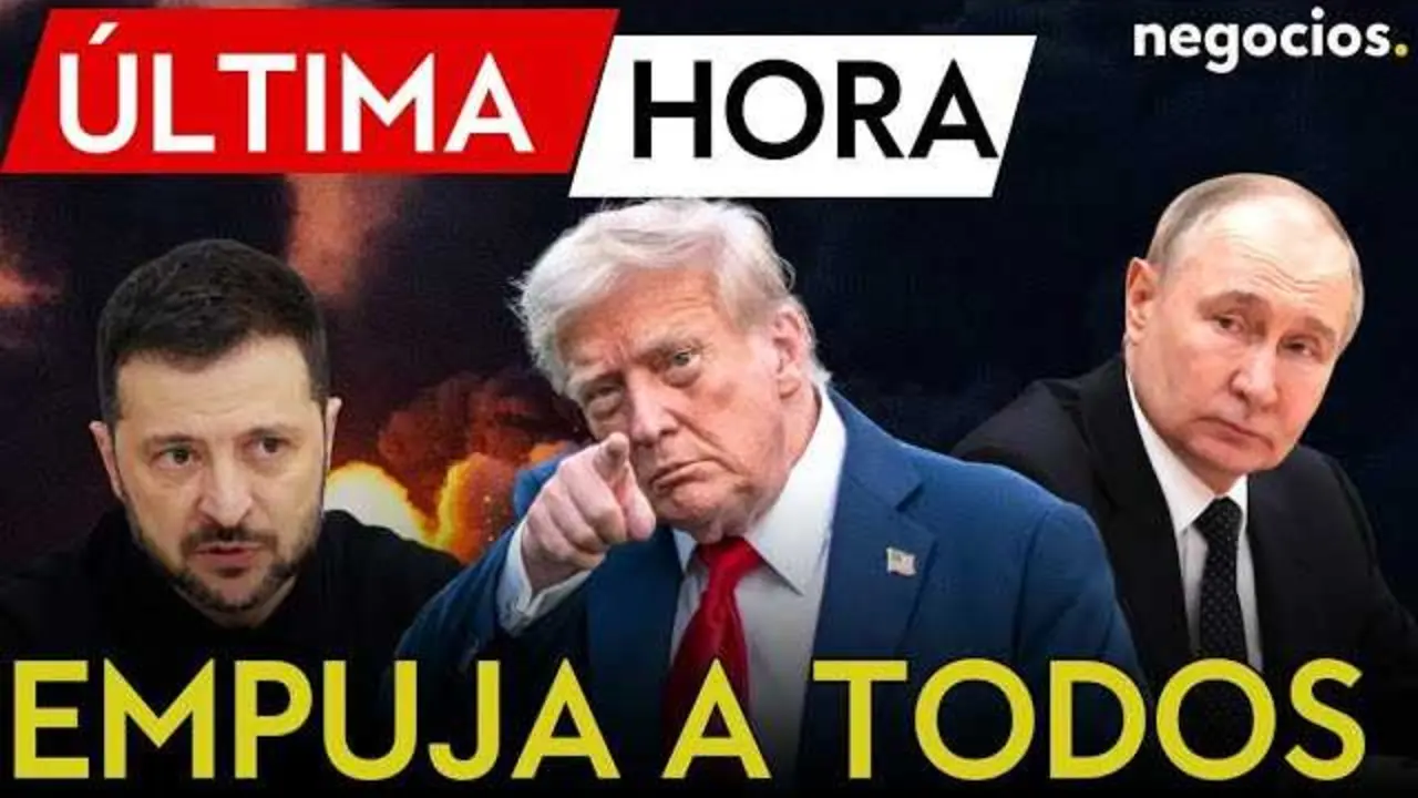 Donald Trump y Vladimir Putin en contexto simbólico de negociaciones internacionales, con banderas de Estados Unidos y Rusia de fondo.<br>                        <br>                        <br>                        <br>                      