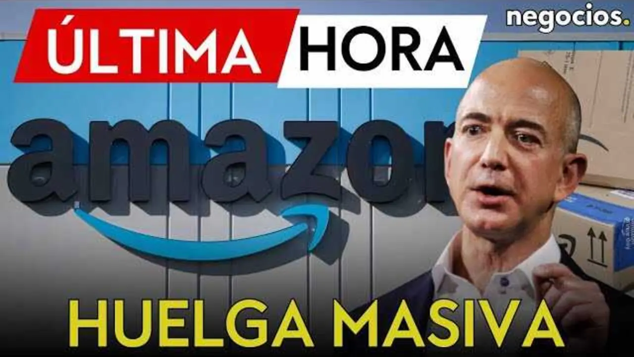 Protesta global contra Amazon durante el Black Friday, con manifestantes levantando pancartas y mostrando descontento en diversas ciudades del mundo.<br>                        <br>                        <br>                        <br>                      