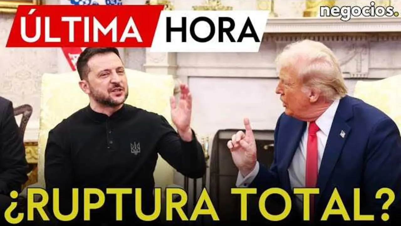 Miniatura del vídeo que muestra la bandera de Ucrania con un fondo de mapa del Donbás y elementos gráficos de tensión geopolítica<br>                        <br>                        <br>                        <br>                      