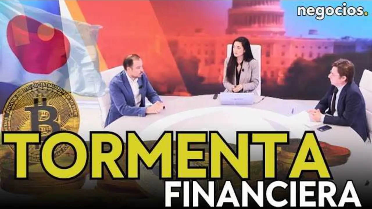 Gráfica ilustrativa sobre la caída de activos financieros vinculada a la política monetaria japonesa, con el mapa de Japón en segundo plano.<br>                        <br>                        <br>                        <br>                      